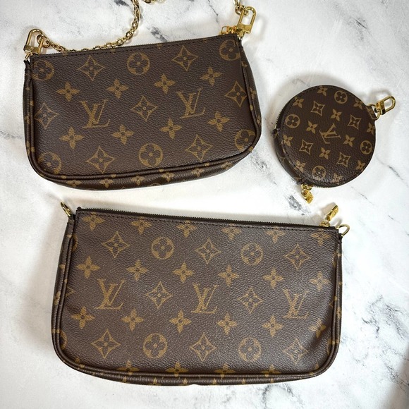 Louis Vuitton Multi Pochette Accessories monogram crossbody 3-bag w/rare Strap - Picture 5 of 16